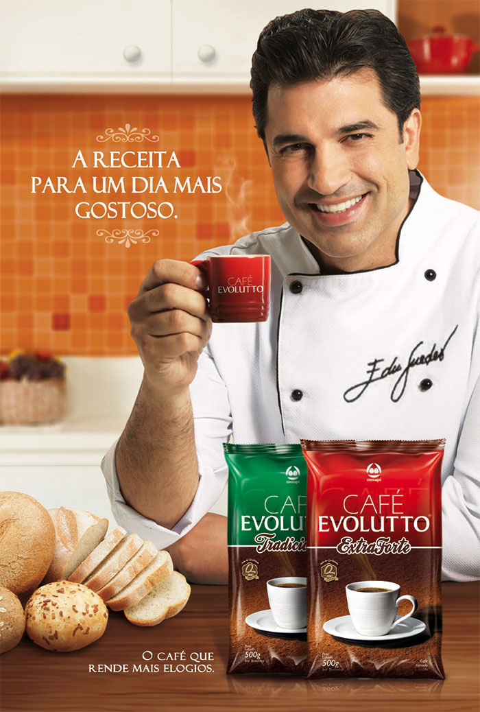 Edu Guedes na campanha do Café Evolutto